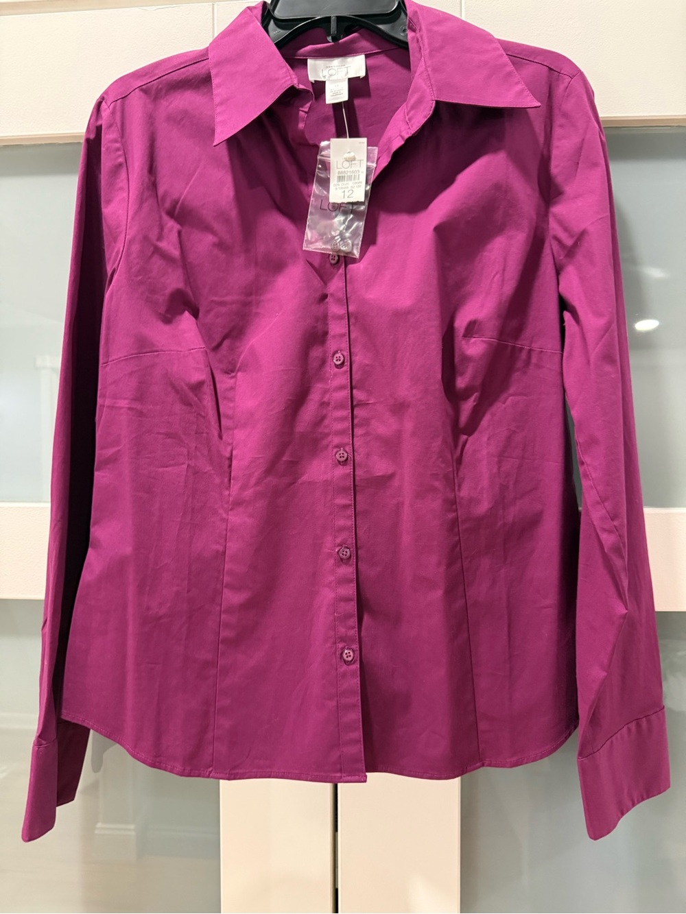 Classic Women's Button-Up Shirt in Pink Magenta - Loft size 12 NWT